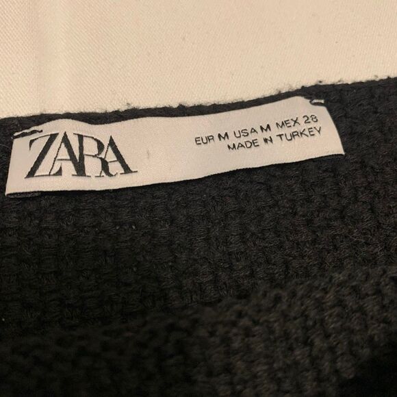 Zara Crochet Granny Square Neck puff sleeves cropped knit top boho y2k Sz M - Picture 7 of 8